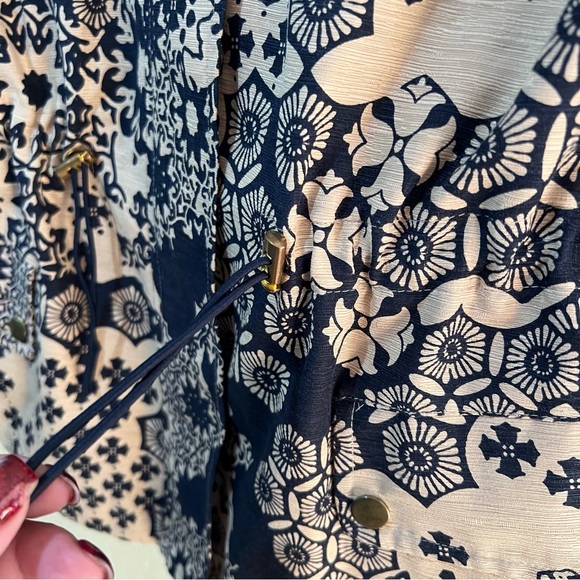 Silk Land Silk Blend Casual Lightweight Button Zip Up Jacket Blazer Pocket XL e2 - Picture 6 of 8